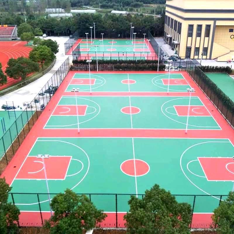 浙江杭州富阳中学 透气型跑道+硅PU球场1